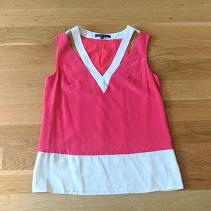 Rachel Roy pink and white cut out silk top